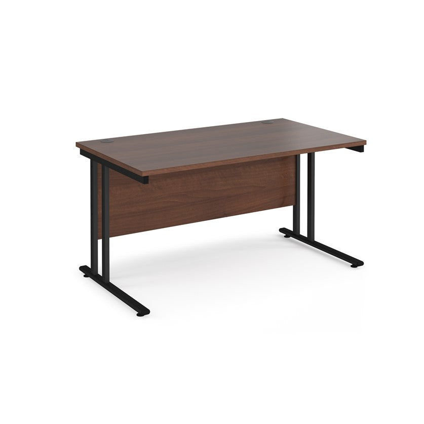 A walnut frame with a black cantilever frame.