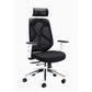 Black office chair with headrest on a white background