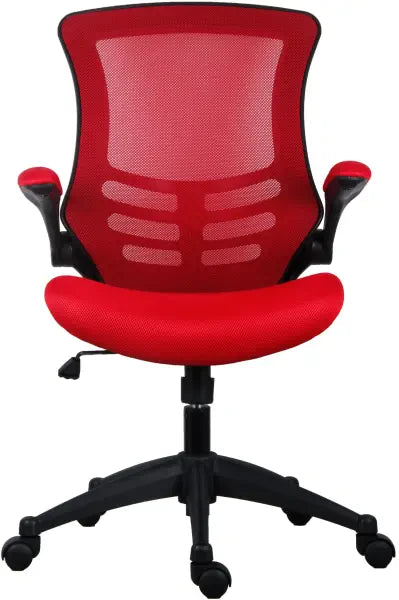 Marlos Mesh Back Office Chair With Folding Arms in red front view