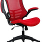 Marlos Mesh Back Office Chair With Folding Arms in red front view