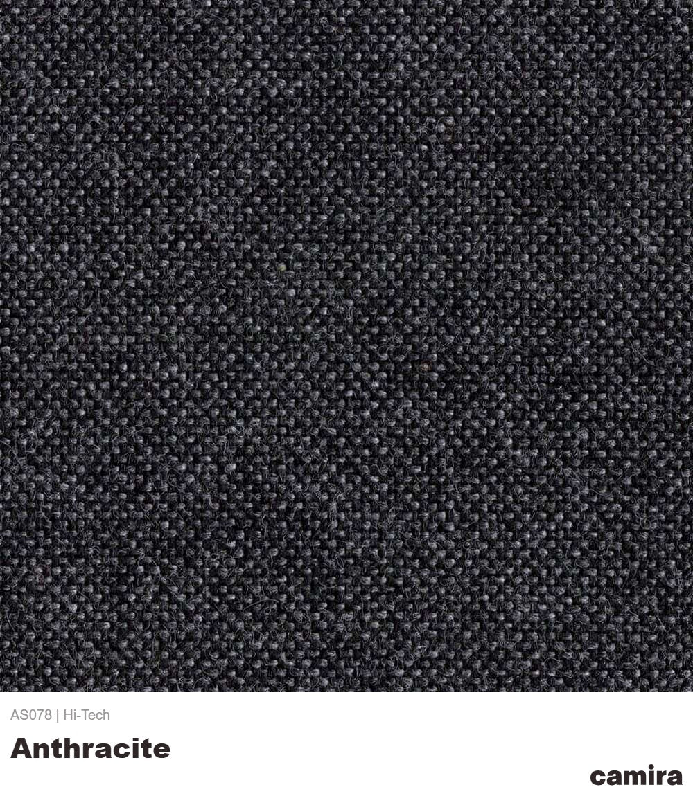 Textured anthracite fabric with camira branding. 