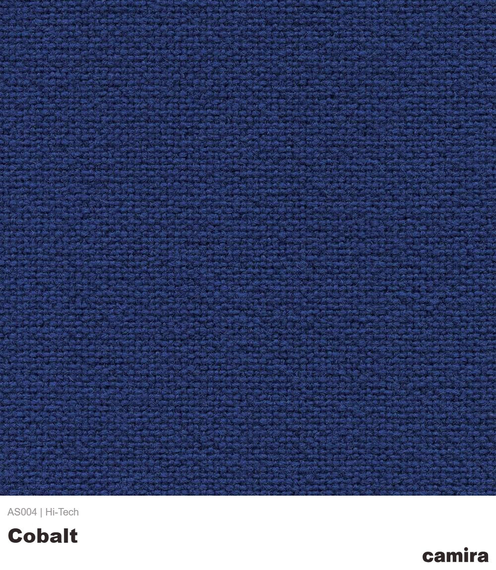 Textured cobalt fabric swatch with camira branding. 