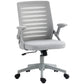 White office chair with mesh back on a white background