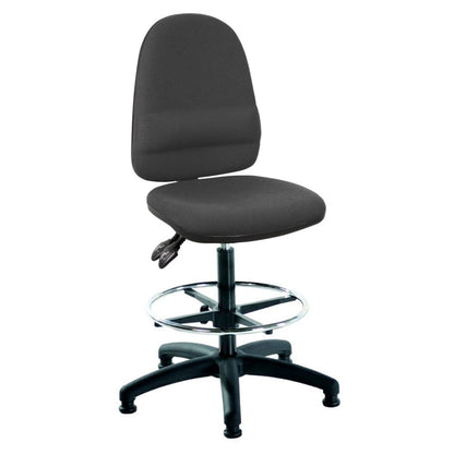 Black office chair with adjustable height on a white background