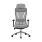 Gray office chair with mesh backrest on a white background