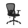 Black office chair with mesh back on a white background