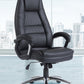Black office chair with a cityscape background