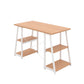 Odell Home Office Desk in beech with white legs aginst a white background. 