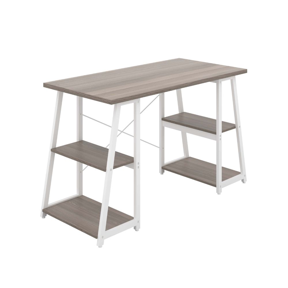 Odell Home Office Desk in walnut against a white background. 