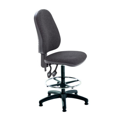 Gray office chair with adjustable height on a white background