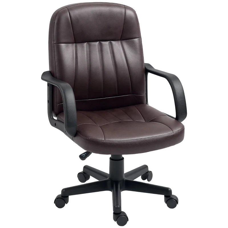 Brown office chair with black wheels on a white background