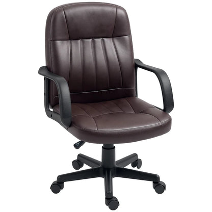 Brown office chair with black wheels on a white background
