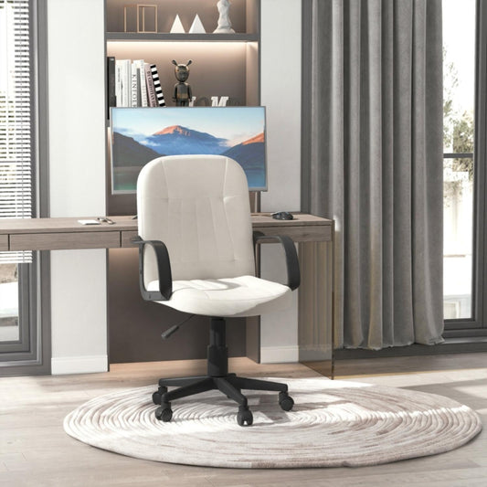 Oxford PU Leather 360 Swivel Home Office Chair in cream