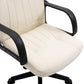 White office chair with black armrests on a white background