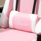 Pink Computer Gaming Chair with 135 deg. Reclining Back and Retractable Footrest lumbar support