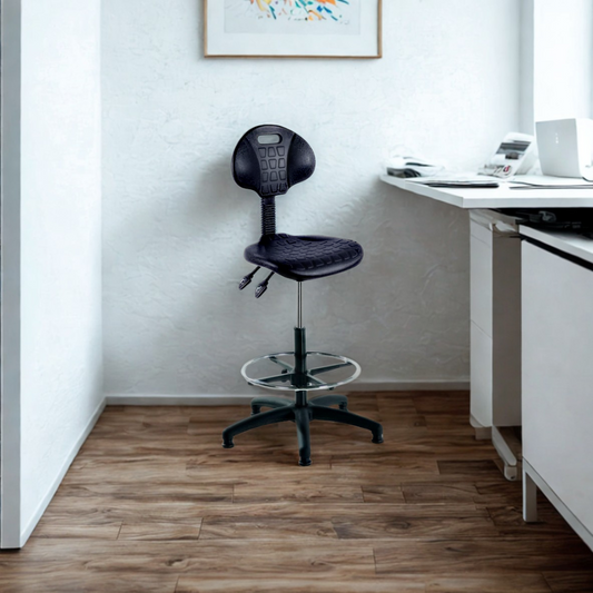 Polyurethane Draughtsman Chair in home office setting. 