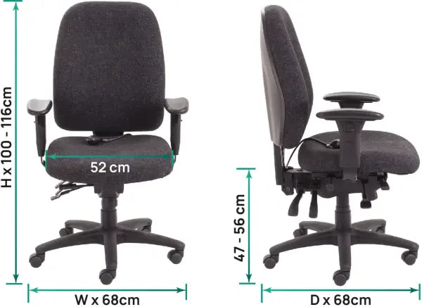 Posture Vista High Back Chair dimensions