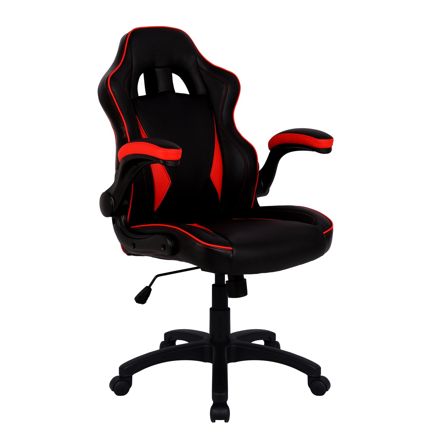Black and red gaming chair on a white background