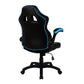 Black office chair with blue accents on a white background