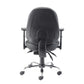Black office chair with adjustable arms on a white background
