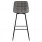 Bar stool with woven backrest and seat in a dark gray color