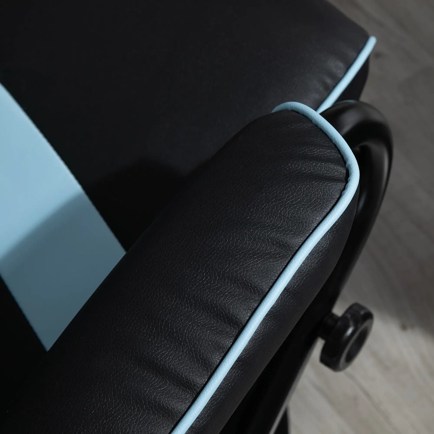 Reclining Chair and Stool Set with Lumbar Support, Lake Blue armrest