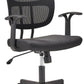 Black office chair with mesh backrest on a white background