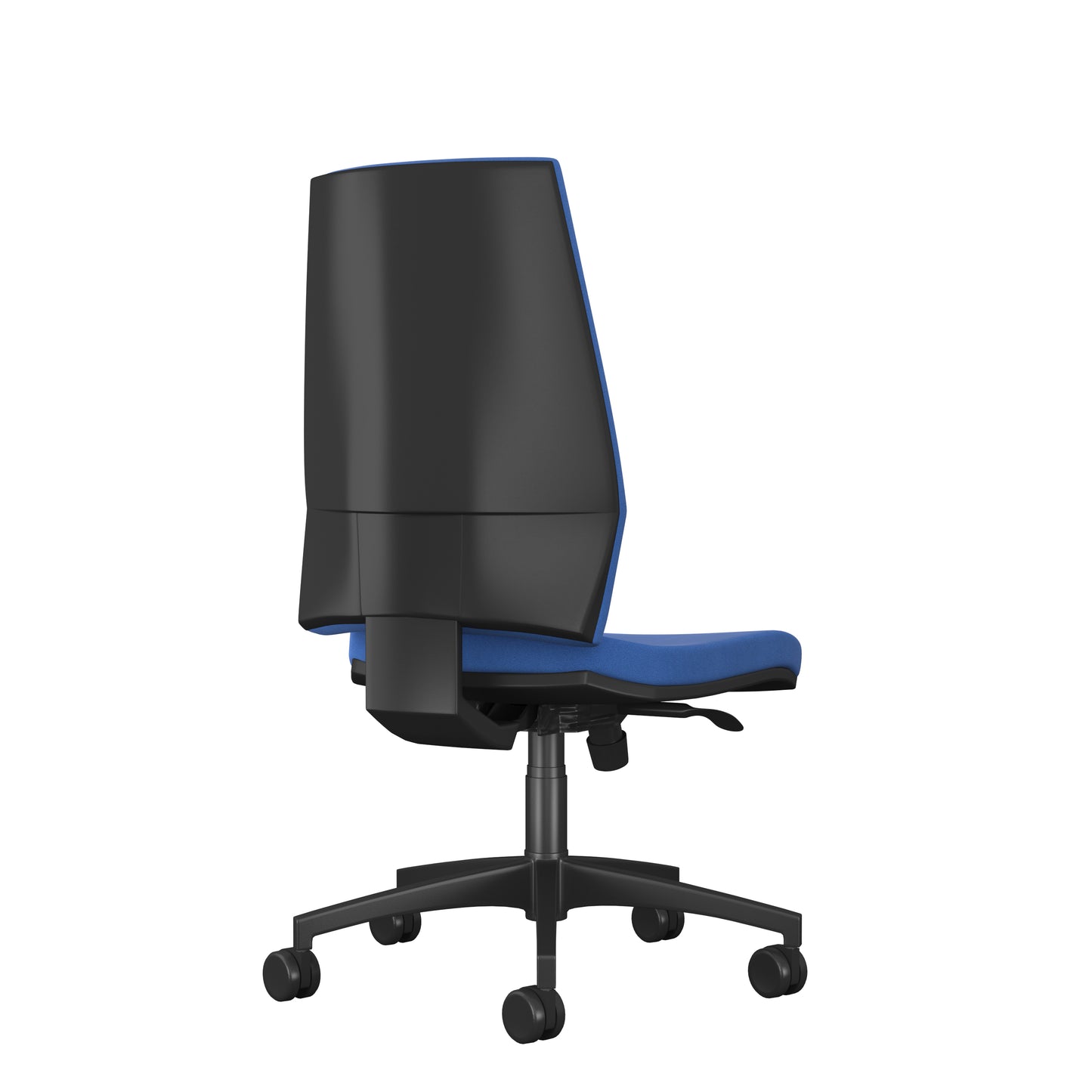 Blue office chair with blue seat on a white background