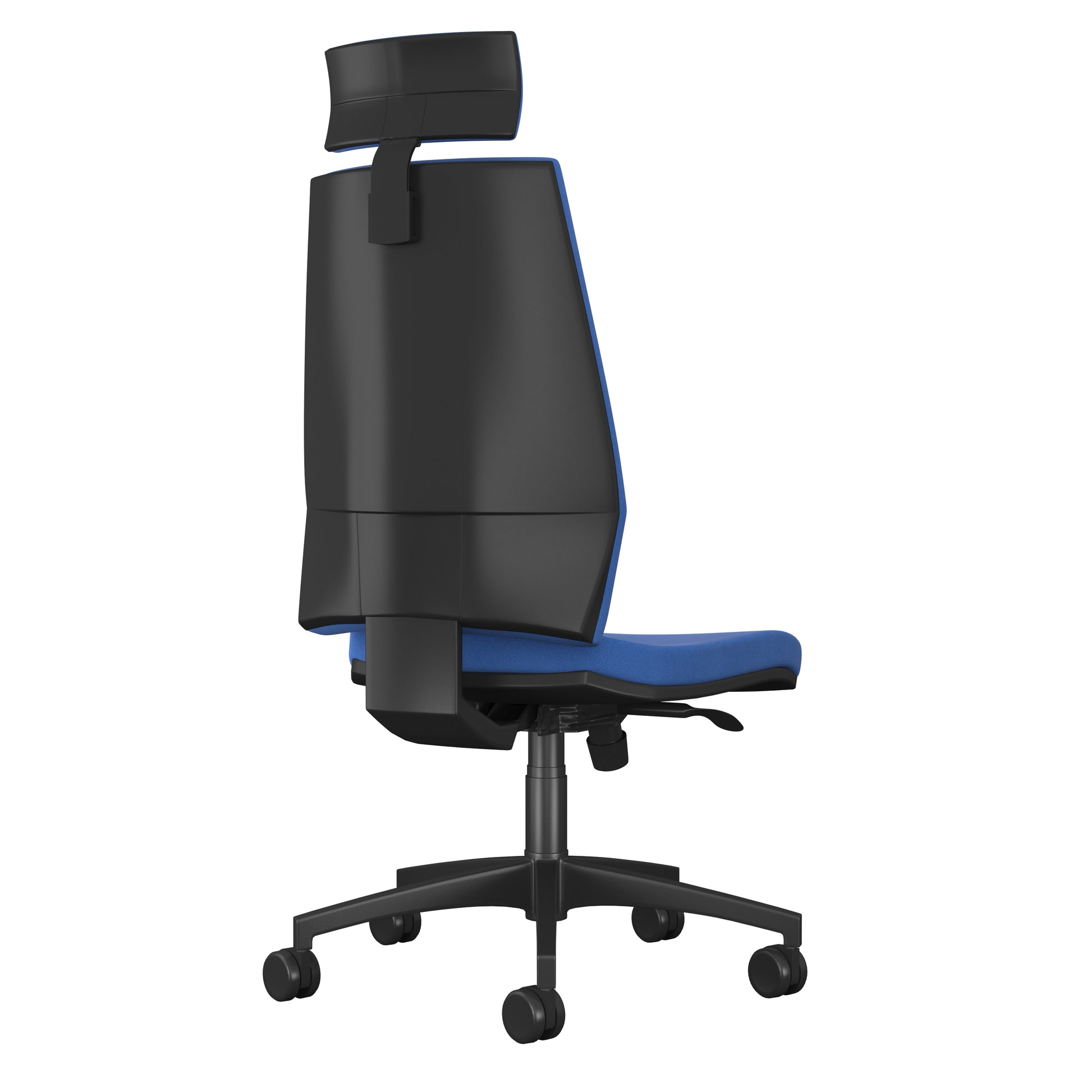 Blue office chair with blue seat on a white background