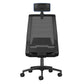Black office chair with a mesh backrest on a white background