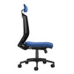 Blue office chair with black frame on a white background