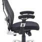 Black office chair with ergonomic design on a white background