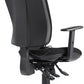 Black office chair with adjustable armrests on a white background
