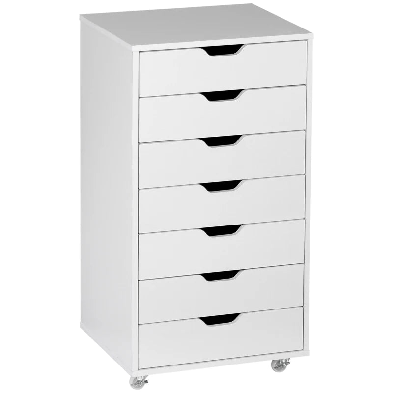 White dresser with multiple drawers on a white background