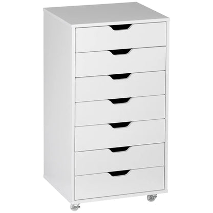 White dresser with multiple drawers on a white background