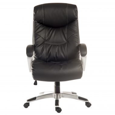 Black office chair with a white background