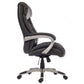 Black office chair with silver accents on a white background
