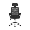 Black office chair with headrest on a white background