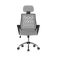 Gray office chair with headrest on a white background