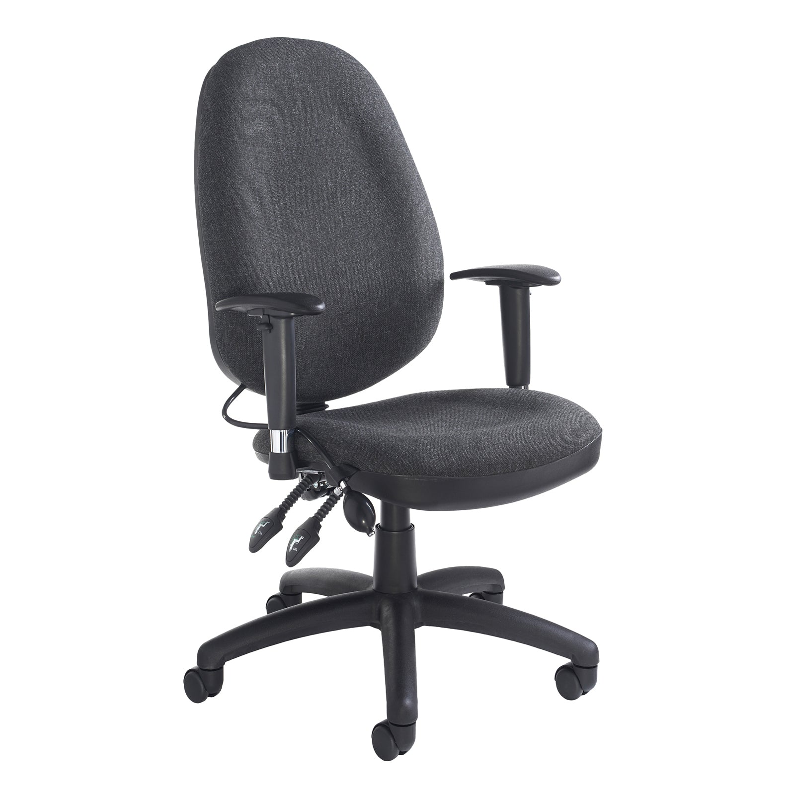 Sofia Adjustable Lumbar Operators Chair in charcoal.