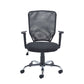 Black office chair with mesh backrest on a white background