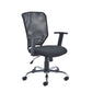 Black office chair with mesh back on a white background