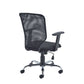 Black office chair with mesh backrest on a white background