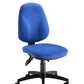 Blue office chair with black base on a white background