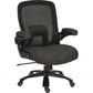Black office chair with mesh backrest on a white background