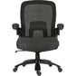 Black office chair with mesh backrest on a white background
