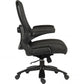 Black office chair with adjustable features on a white background