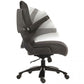 Black office chair with mesh back on a white background