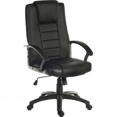 Black office chair with high backrest on a white background