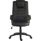 A black bonded leather faced executive armchair with a sturdy nylon base and gas lift seat height adjustment.